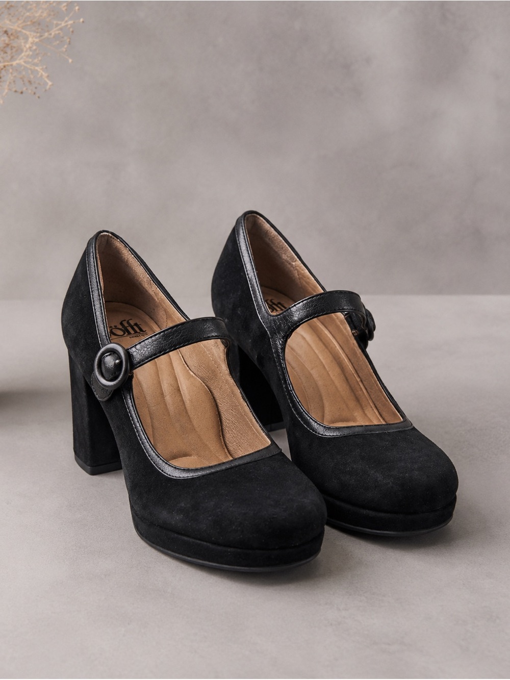 Sofft, Mary Jane Heels, Grayling, New In Box, Black Suede, size 8.5
